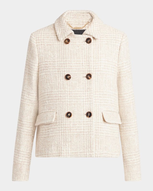 Check Tweed Double-Breasted Coat